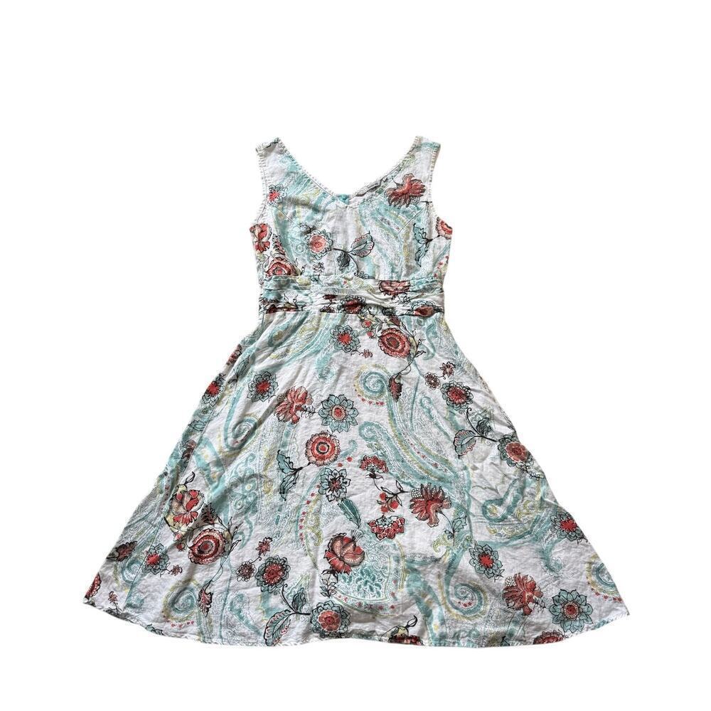 TSD; TWO STAR DOG 100% Linen, floral print Dress, size Large,